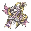 letter R ribbon Alzheimer's awareness ribbon tattoo design idea