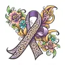 letter R ribbon Alzheimer's awareness ribbon tattoo design idea