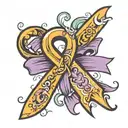 letter R ribbon Alzheimer's awareness ribbon tattoo design idea