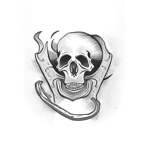 the hermit tarot card as a skeleton and dog walking with it  tattoo design idea