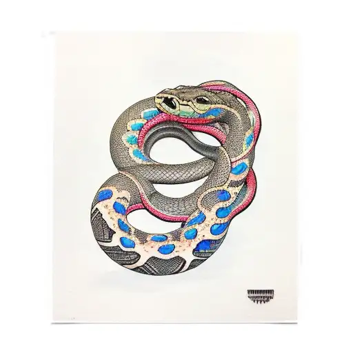 kundalini snake and marijoana tattoo design idea