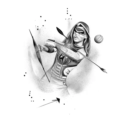 Arrow with tennis ball tattoo design idea