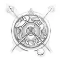 Arrow with tennis ball tattoo design idea