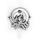 memento mori written with one skeleton hand and a normal hand touching black and white tattoo design idea