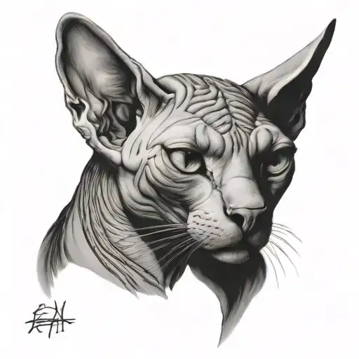 sphynx cat egyptian tattoo design idea
