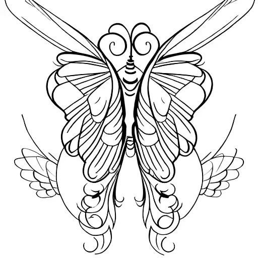A minimalist tattoo of a butterfly with angel wings, symbolizing the beauty of nature and spirituality tattoo design idea