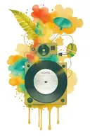 I want a tattoo that contains a piano, headphones, turntables, a cassette and an old recorder. tattoo design idea