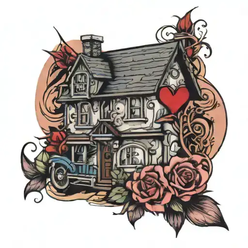 Love is lost in the house tattoo design idea