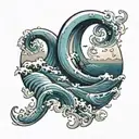 half moon 11:11 waves  tattoo design idea