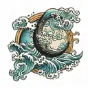 half moon 11:11 waves  tattoo design idea