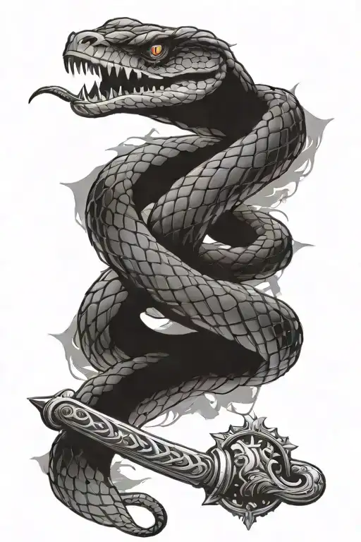 snake wrapped around a sword tattoo design idea