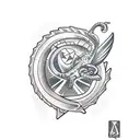 chameleon triangle tattoo design idea