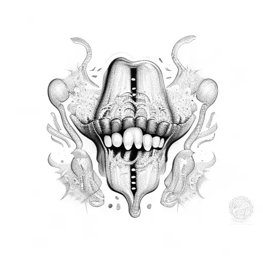 mouth with lsd on the tongue tattoo design idea