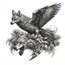 phoenix and wolf tattoo design idea