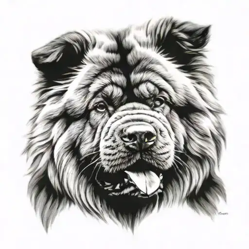 black and white chow chow tattoo design idea