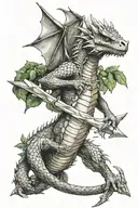 a dragon wrapped an arrow with a tree branch tattoo design idea