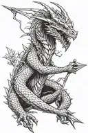 a dragon wrapped an arrow with a tree branch tattoo design idea