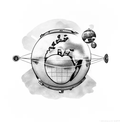 globe and suitcases tattoo design idea