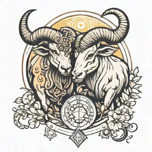 aries and taurus zodiac sign tattoo design idea