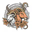 aries and taurus zodiac sign tattoo design idea