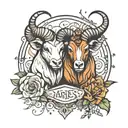 aries and taurus zodiac sign tattoo design idea
