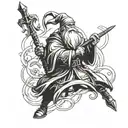 Incorporate iconic Old School Runescape characters like the Wise Old Man and Zulrah in a dynamic battle scene tattoo design idea