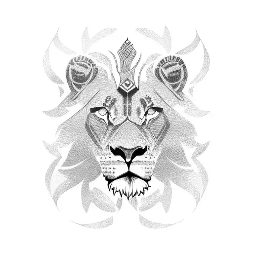 Lions head with blue eyes thigh sleeve  tattoo design idea