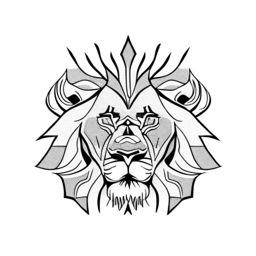 Lions head with blue eyes thigh sleeve  tattoo design idea