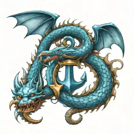 Twin dragons anchor incorporated tattoo design idea