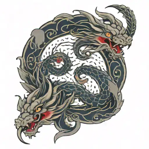 Twin dragons anchor incorporated tattoo design idea