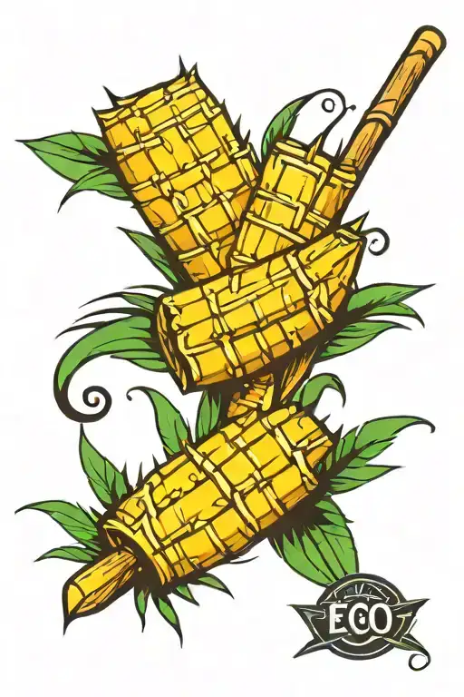 sugar cane with tribals occupying the shoulder tattoo design idea