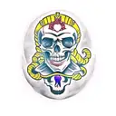 Skull Killer Queen tattoo design idea