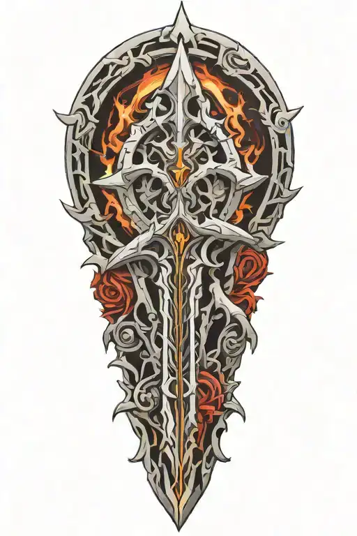 Frostmourne world of warcraft tattoo design idea