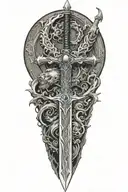 Frostmourne sword world of warcraft surrounded by Shenron dragon ball z tattoo design idea