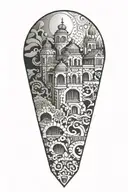 Create a tattoo design inspired by the intricate patterns seen in Portuguese architecture tattoo design idea