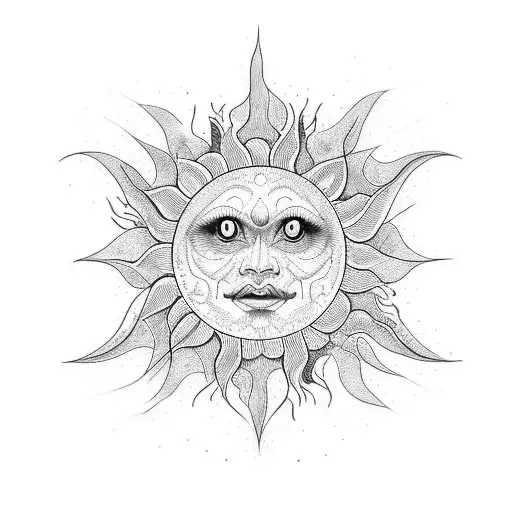 sun outline that looks organic tattoo design idea