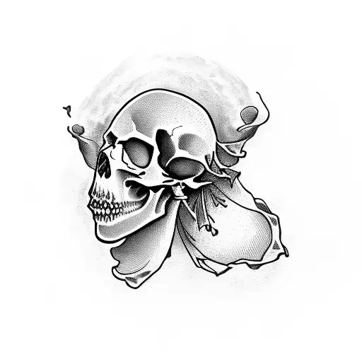 a skull king kissing a beautiful woman tattoo design idea