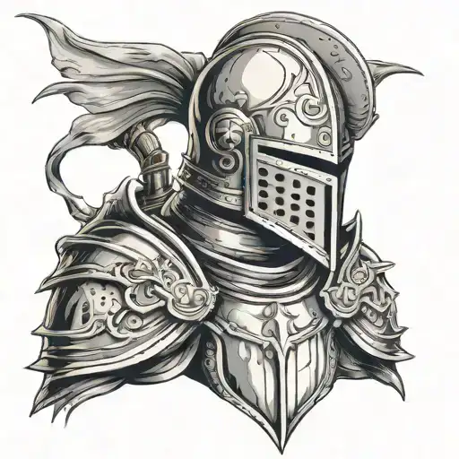 knight with open face helmet  tattoo design idea