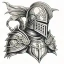 knight with open face helmet  tattoo design idea