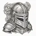 knight with open face helmet  tattoo design idea