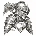 knight with open face helmet  tattoo design idea