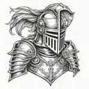knight with open face helmet  tattoo design idea