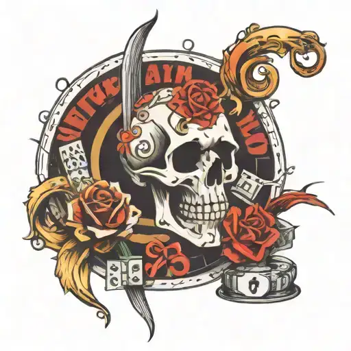 death, god, casino roulette tattoo design idea