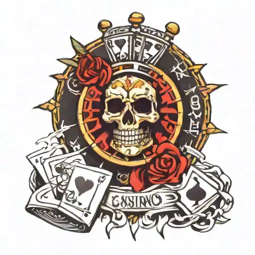 death, god, casino roulette tattoo design idea