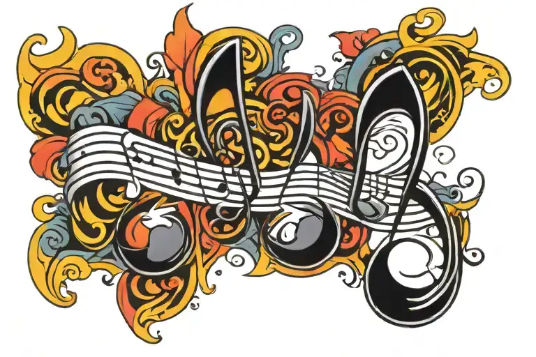 music note graffiti inspired design tattoo design idea