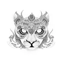 Ayahuasca Black puma with shipibo shamans tattoo design idea