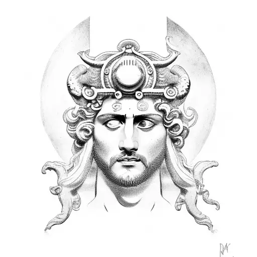 Roman god Neptune, money  tattoo design idea