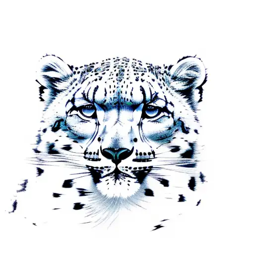snow leopard on icy cliffs  tattoo design idea