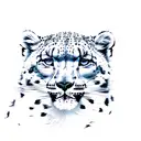 snow leopard on icy cliffs  tattoo design idea
