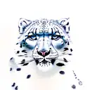 snow leopard on icy cliffs  tattoo design idea